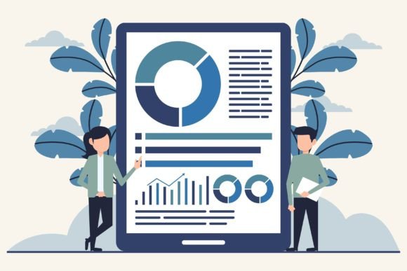 Business People Analyzing Financial Data: The Power of Scalable Vector Visuals