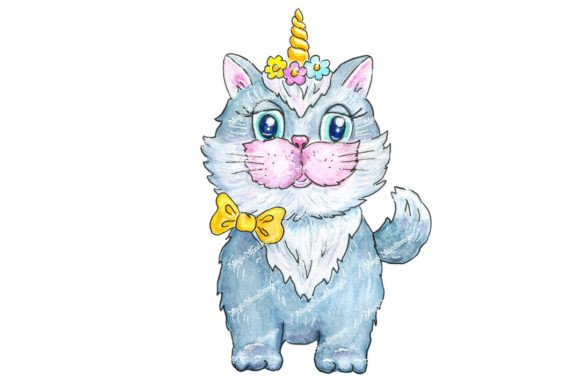 Caticorn Sublimation Kitty Corn Cute Cat Digital Art