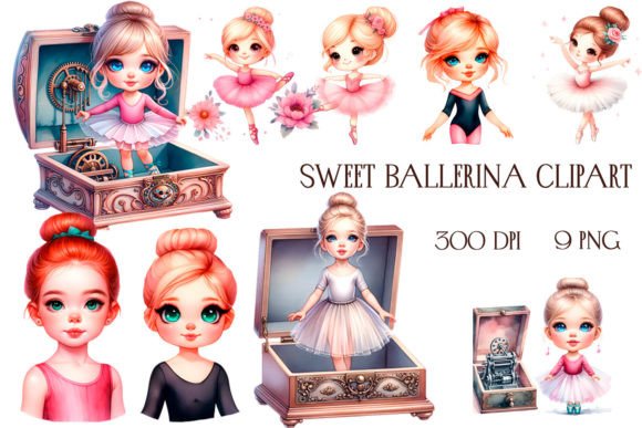 Sweet Ballerina Clipart: Elevating Digital Design with Watercolor Elegance