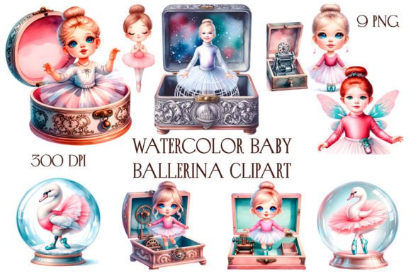 Watercolor Baby Ballerina Clipart for Creative Projects