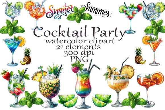Watercolor Clipart Cocktail Party PNG: A Strategic Asset for Visual Communication