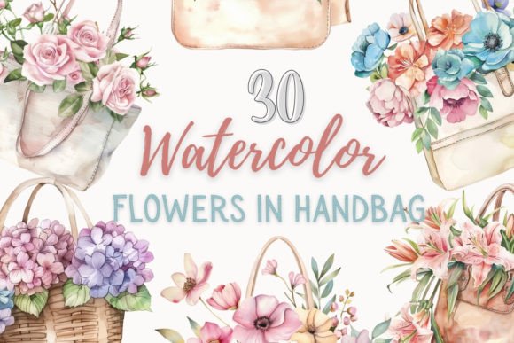 Watercolor Flowers in Handbag Clipart: Elevating Your Creative Projects